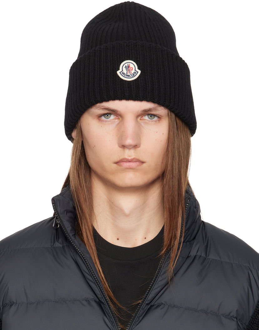 Beanie Moncler Black Wool & Cashmere Beanie Sort | J20913B00066M1127