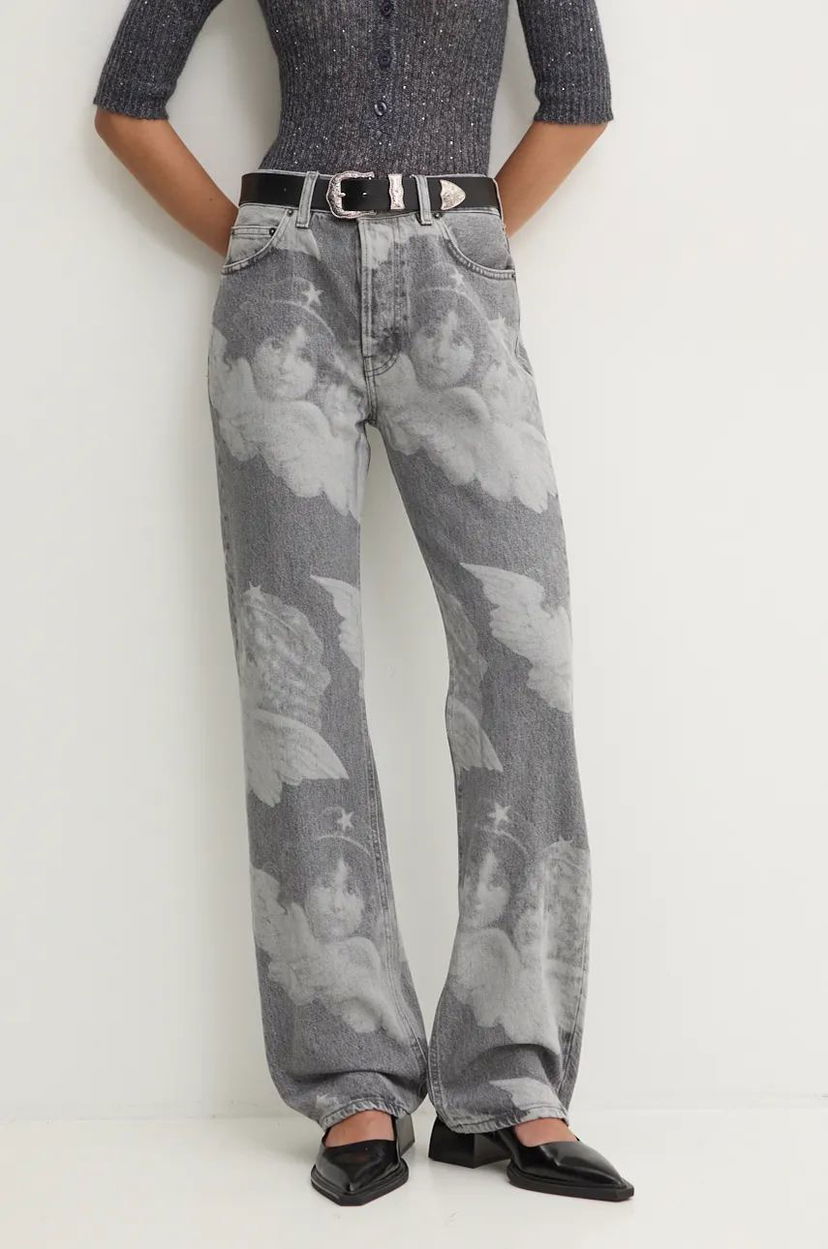 Jeans Fiorucci High Waist Angel Print Jeans Grå | U01FMDJE075DN03DN07