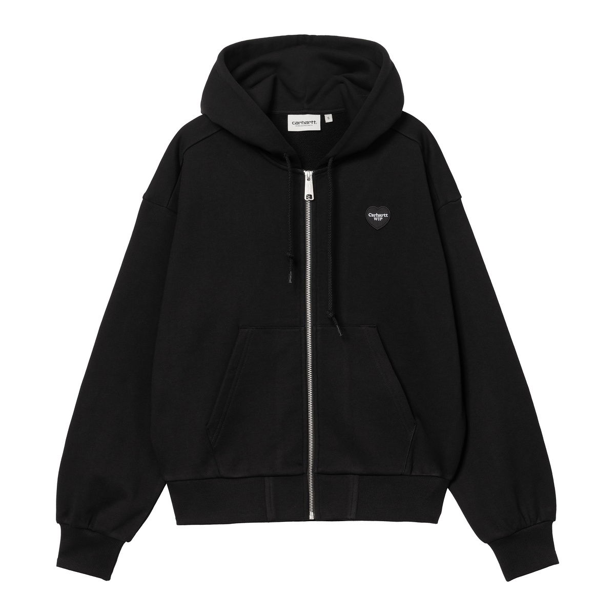 Sweatshirt Carhartt WIP Women's Hooded Heart II Hartt Zip-Up Sweatshirt Sort | I035242_2, 0