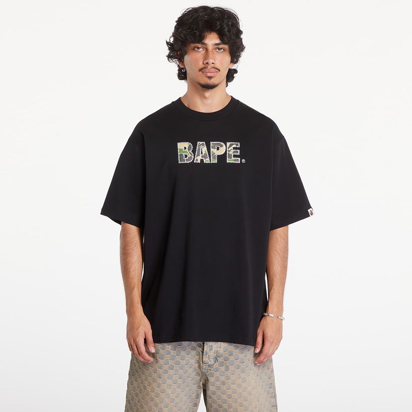 T-shirt BAPE A BATHING APE Rhinestone Logo Relaxed Fit Short Sleeve Tee Black Sort | 001CSK801307M BLK