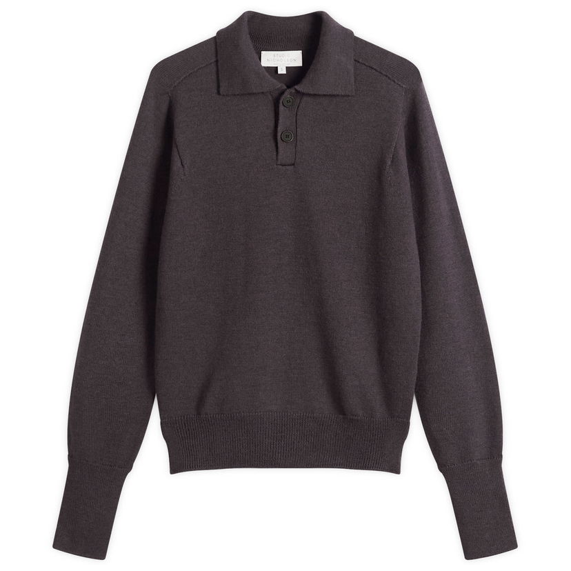 Polo skjorte Studio Nicholson Studio Nicholson Sark Knitted Polo Shirt Grå | SARKSN-1503-WLN