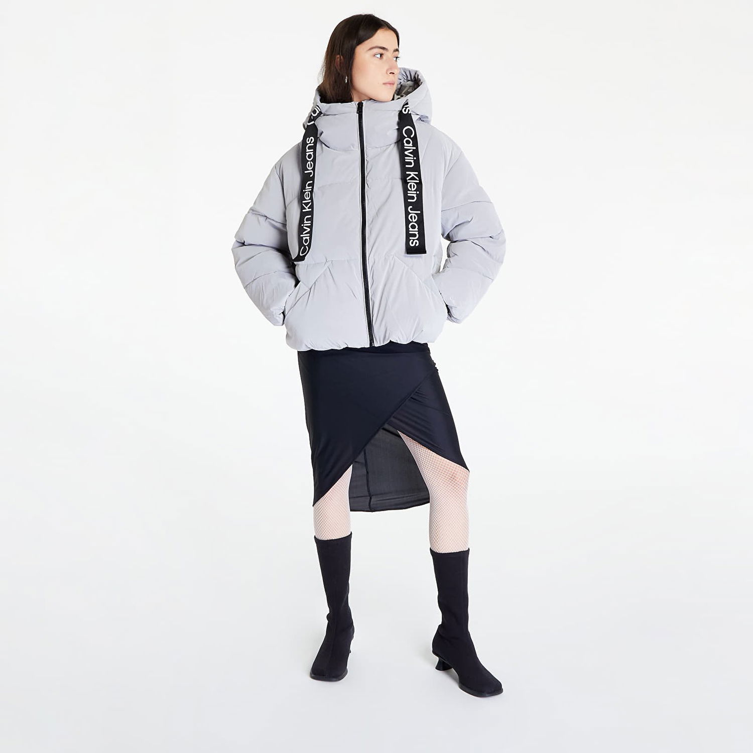 Puffer jakke CALVIN KLEIN Long Drawcords Soft Grå | J20J220017 PQY, 1