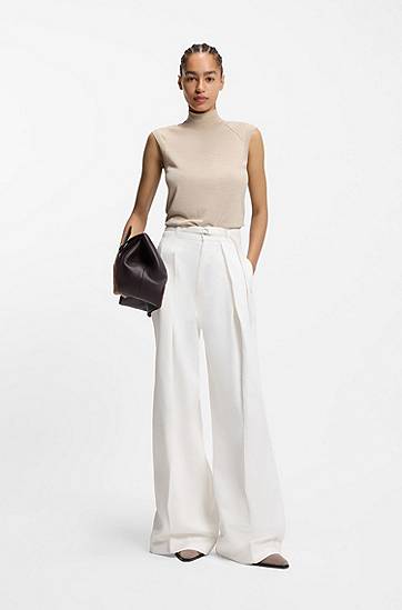 Jeans BOSS Wide-leg denim jeans with front pleats Hvid | 50558680, 1