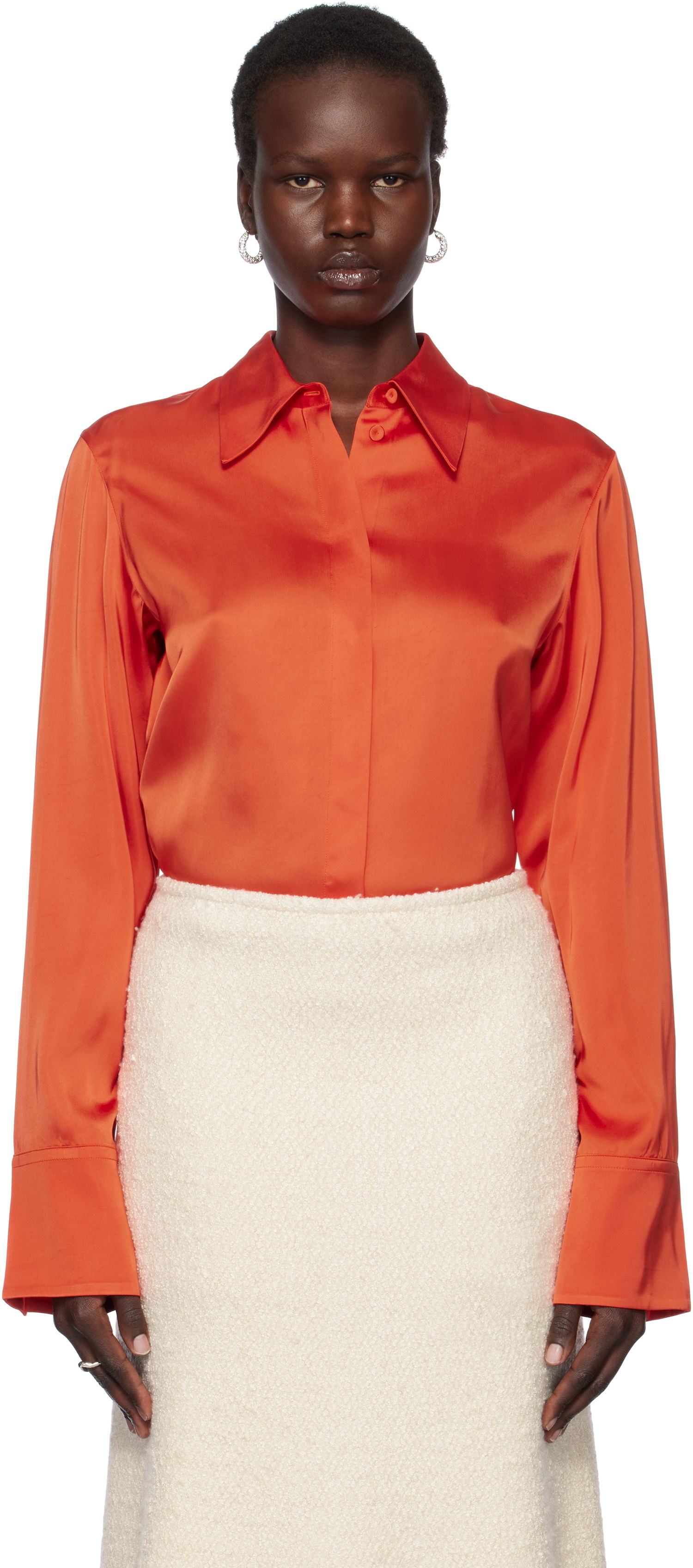 Skjorte Jil Sander Jil Sander Sateen Shirt Orange | J02DL0246_J65022, 0