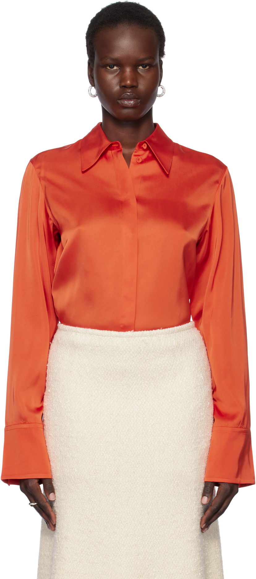 Skjorte Jil Sander Jil Sander Sateen Shirt Orange | J02DL0246_J65022