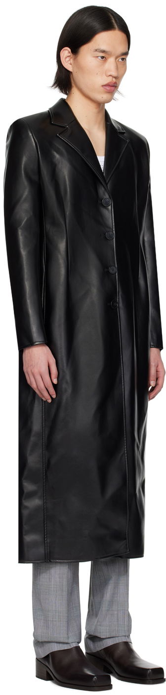 Frakker Coperni Coperni Button Faux-Leather Longline Coat Sort | COPM20829MEN, 1