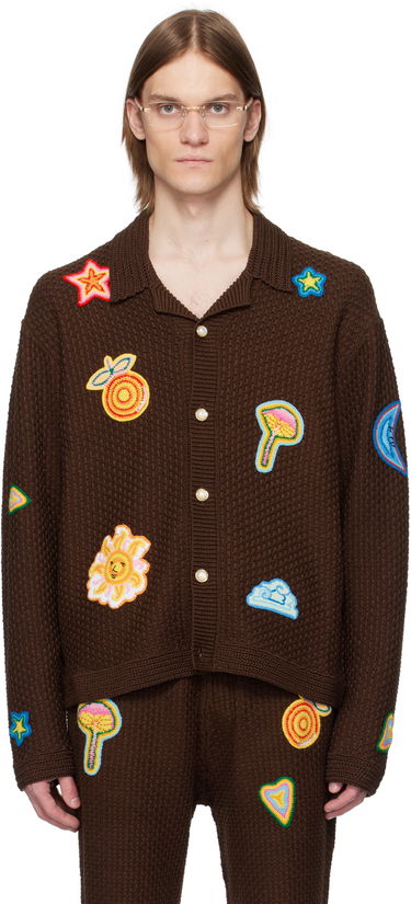 Sweater Casablanca Casablanca Crochet Motif Cardigan Brun | MS25-KW-912-01, 0