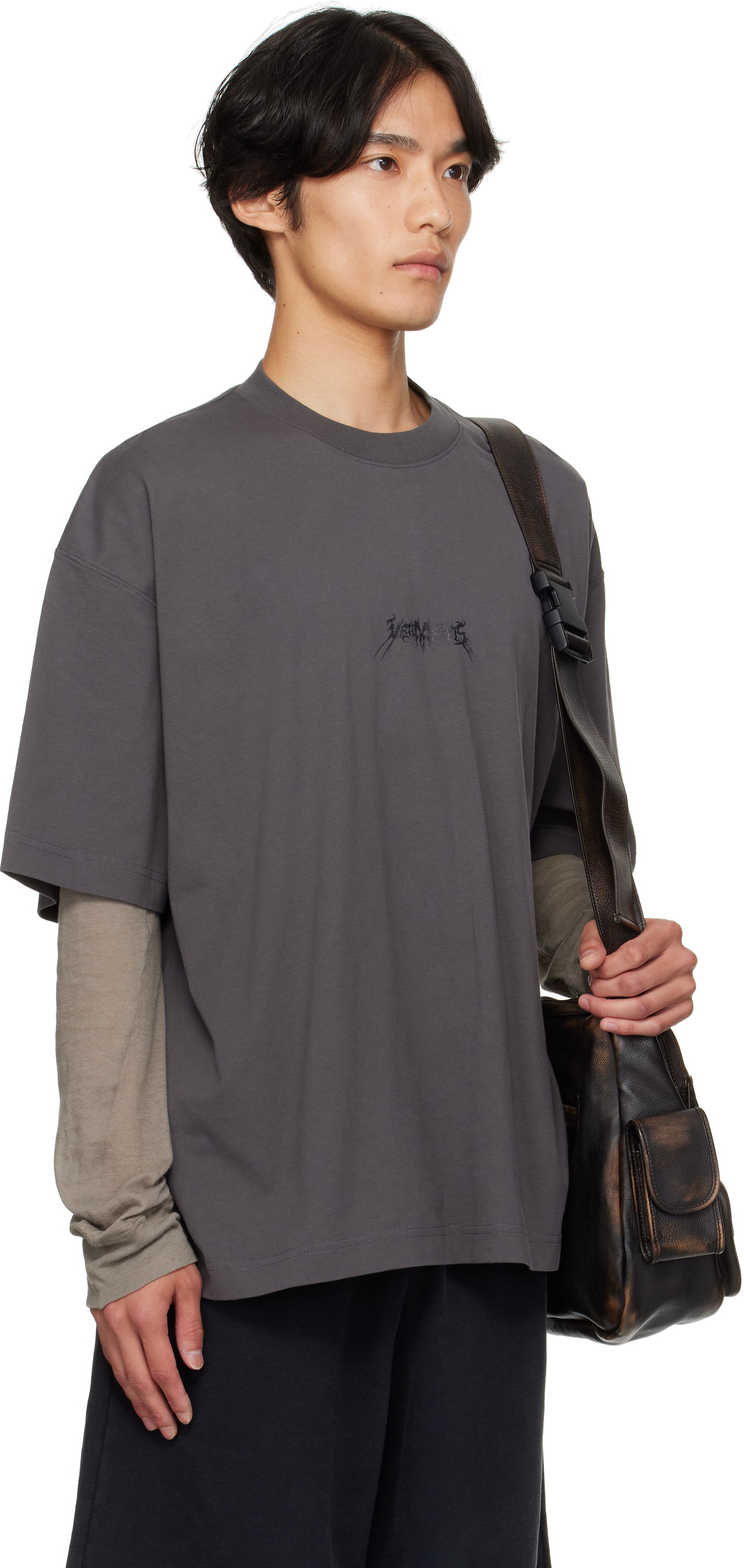 T-shirt VETEMENTS VETEMENTS Metal Logo Regular Fit T-Shirt Grå | UH76TR600M, 1