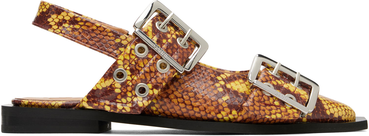 Kjole GANNI GANNI Feminine Buckle Flats Gul | S2940, 0