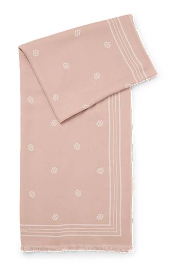 Tørklæde BOSS Jacquard Scarf with Monogram Print Lyserød | 50535789, 0