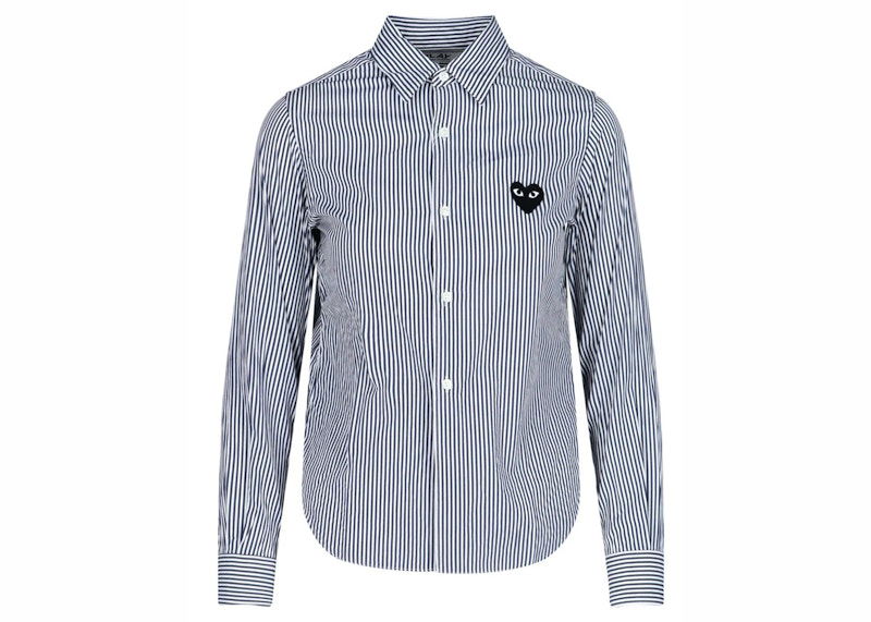 Skjorte Comme des Garçons PLAY Stripe Embroidered Heart Shirt Blå | P1B017-1