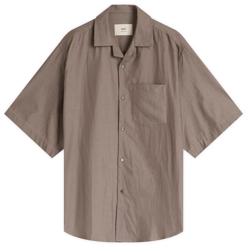 Skjorte AMI AMI Paris Short Sleeve Boxy Shirt Brun | HSH236-CO0099-0953