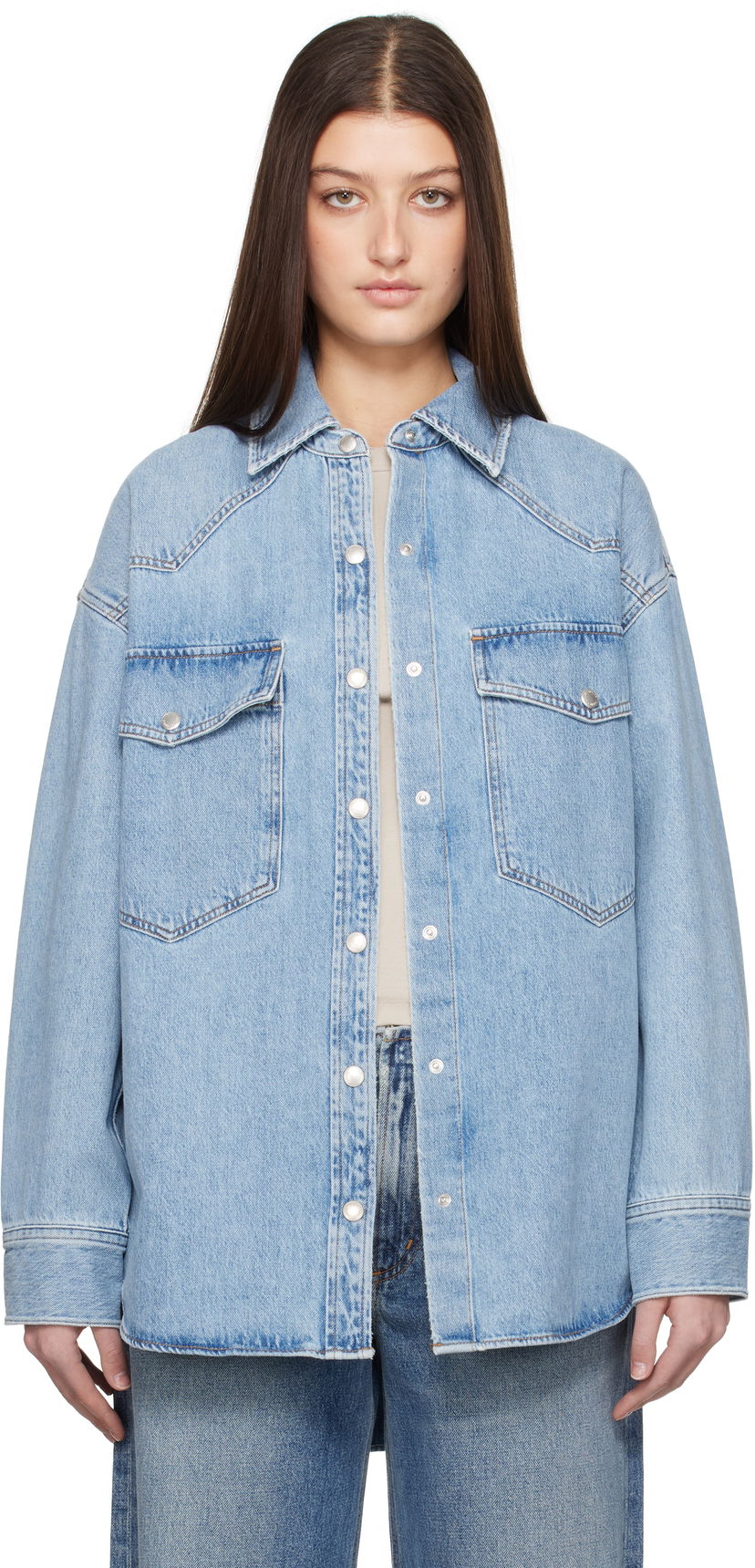 Skjorte AGOLDE AGOLDE Lotta Denim Shirt Blå | A7357-3018