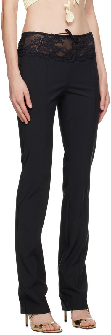 Bukser Blumarine Slim Fit Lace Waist Trousers Beige | P422P115A, 4