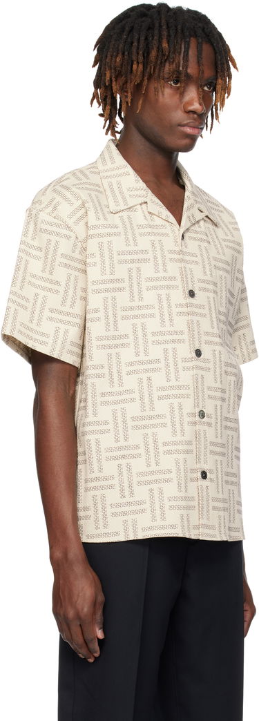Skjorte KENZO Kenzo Paris 'KENZO Weave' Short Sleeve Shirt Beige | FF55CH1109JF, 1