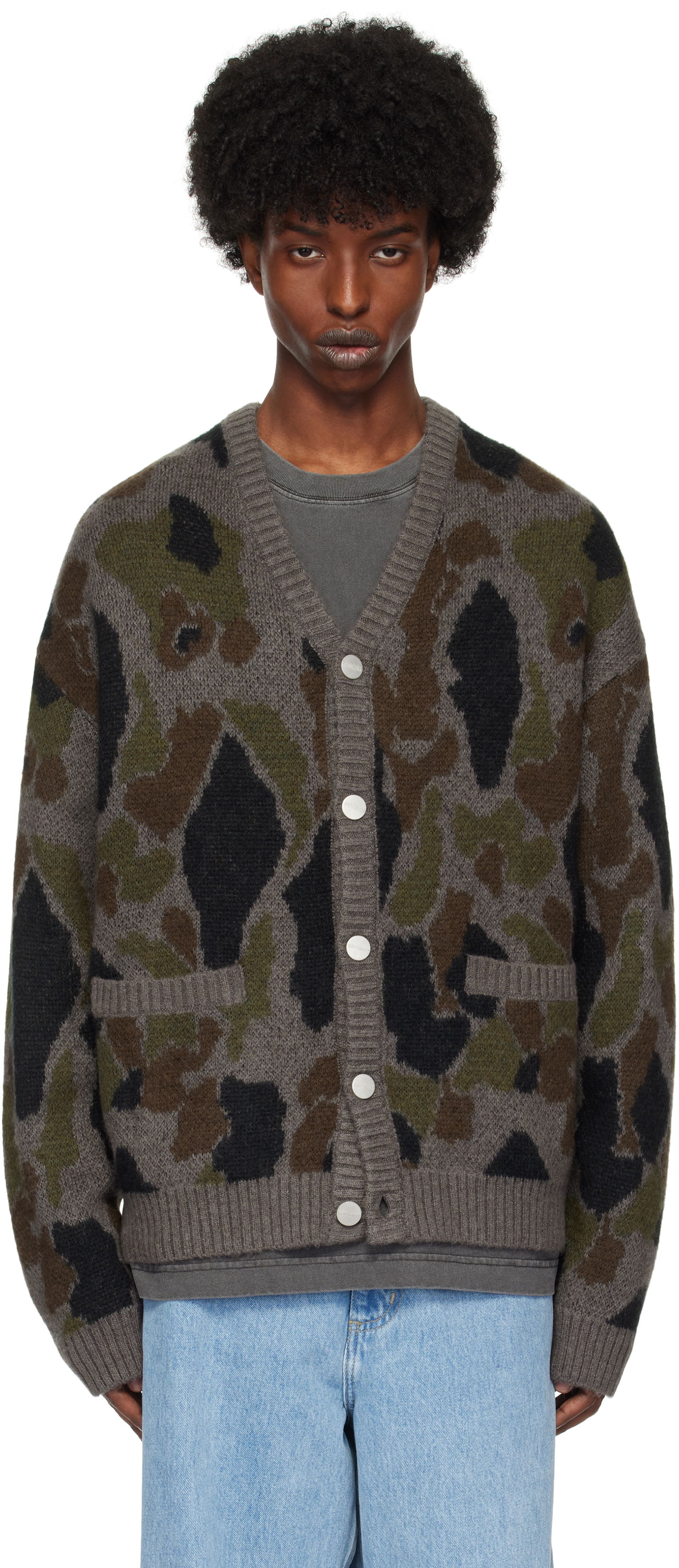 Sweater Carhartt WIP Camouflage Knit Cardigan Grå | I033914, 0
