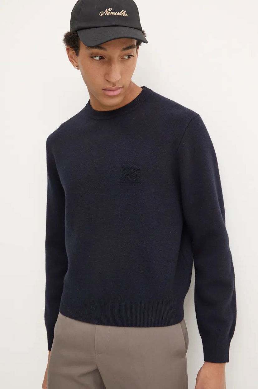 Sweater Nanushka Navy Blue Wool Sweater Mørkeblå | NM24PFSW00357