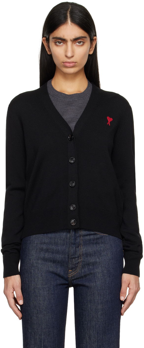 Sweater AMI De Cœur Cardigan Sort | BFFKC111.KN0025