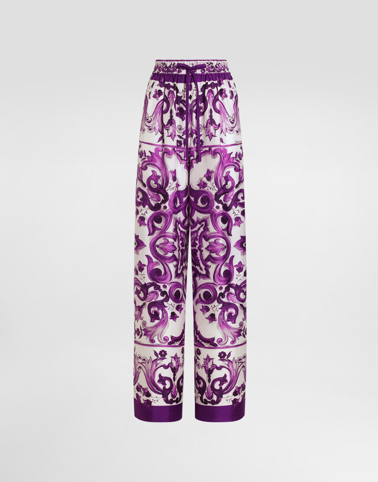 Bukser Dolce & Gabbana Dolce & Gabbana Majolica-Print Twill Trousers Lilla | FTDBNTHI1Y8I23TN, 0