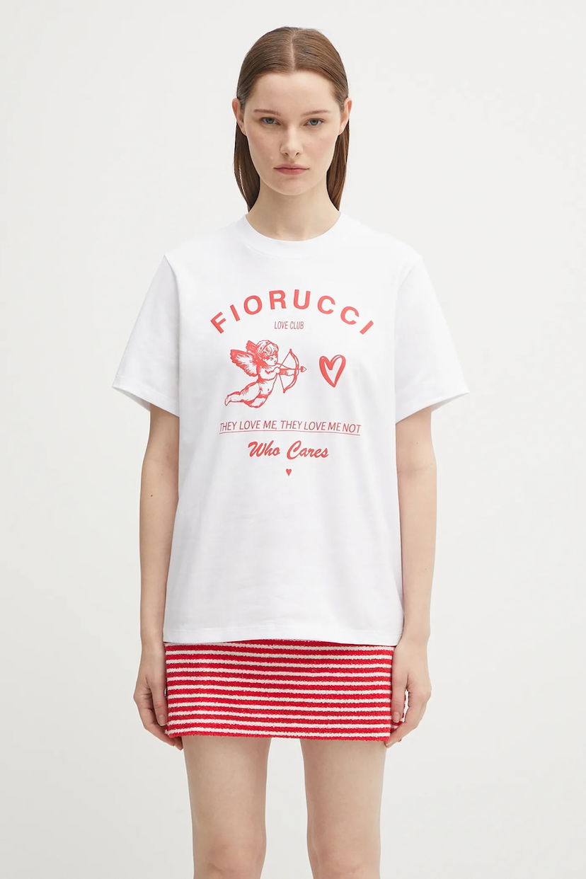 T-shirt Fiorucci Fiorucci Cupid Love Club Print Regular Fit T-Shirt Hvid | W02FPTSH428CJ01WH01