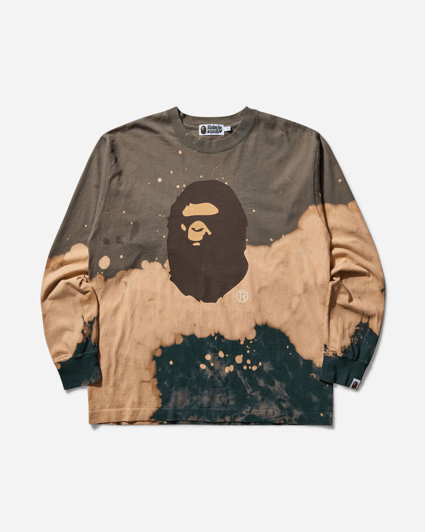 T-shirt BAPE Tie Dye Ape Head Longsleeve T-Shirt Brun | 1K80111005 BEIGE