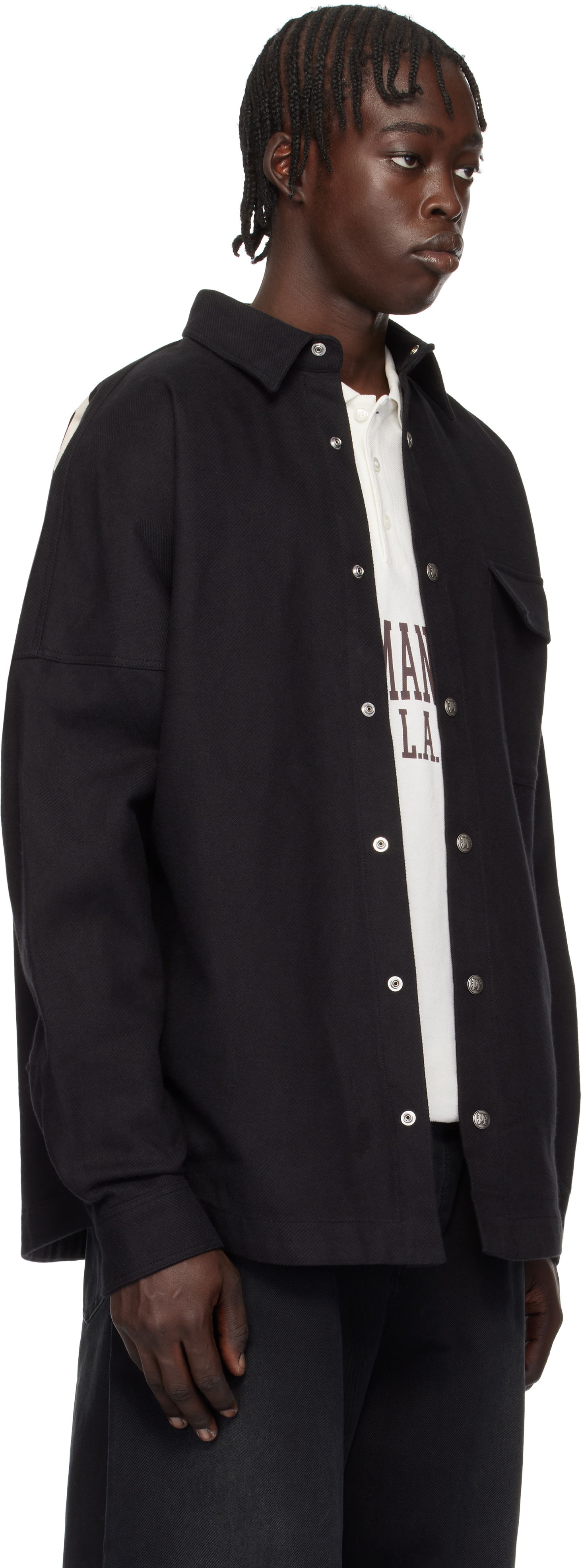 Skjorte Palm Angels Classic Logo Overshirt Sort | PMES044S25FAB0011003, 1