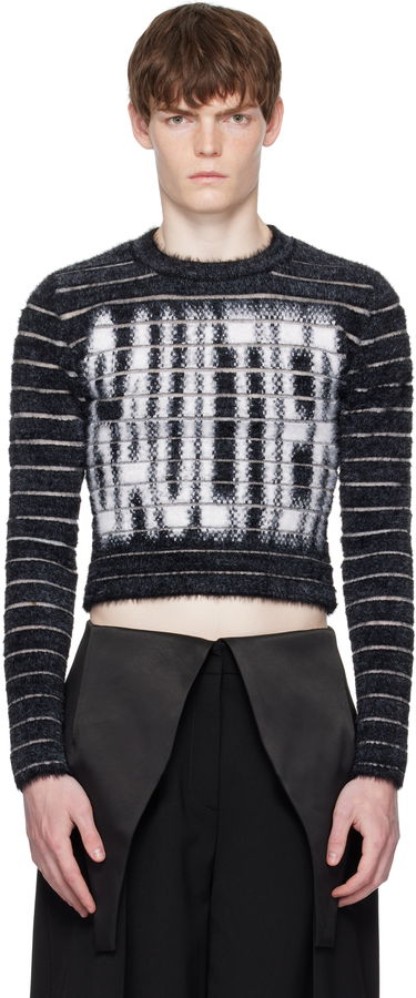 Sweater Jean Paul Gaultier Jean Paul Gaultier Jacquard 'Gaultier' Cropped Sweater Sort | 25/03-W-PO012-K004-0001, 0