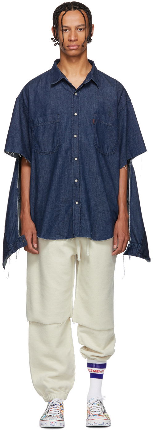 Skjorte VETEMENTS Levi's Edition Oversized Denim Shirt Mørkeblå | WAH19SH101