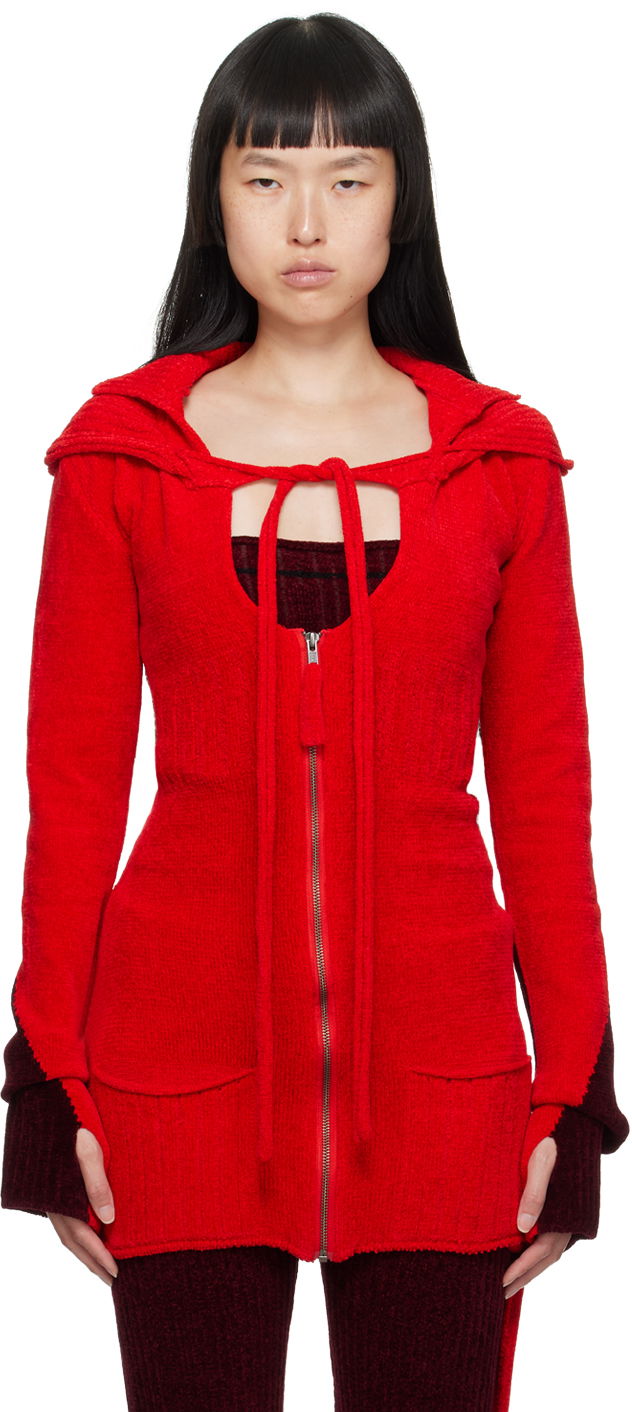 Sweater Ottolinger Ottolinger Extended Knit Hoodie Rød | 706701