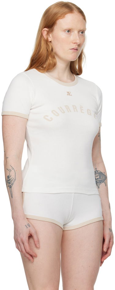 T-shirt Courrèges Contrast Trim T-Shirt Gul | 323JTS017JS0093, 4