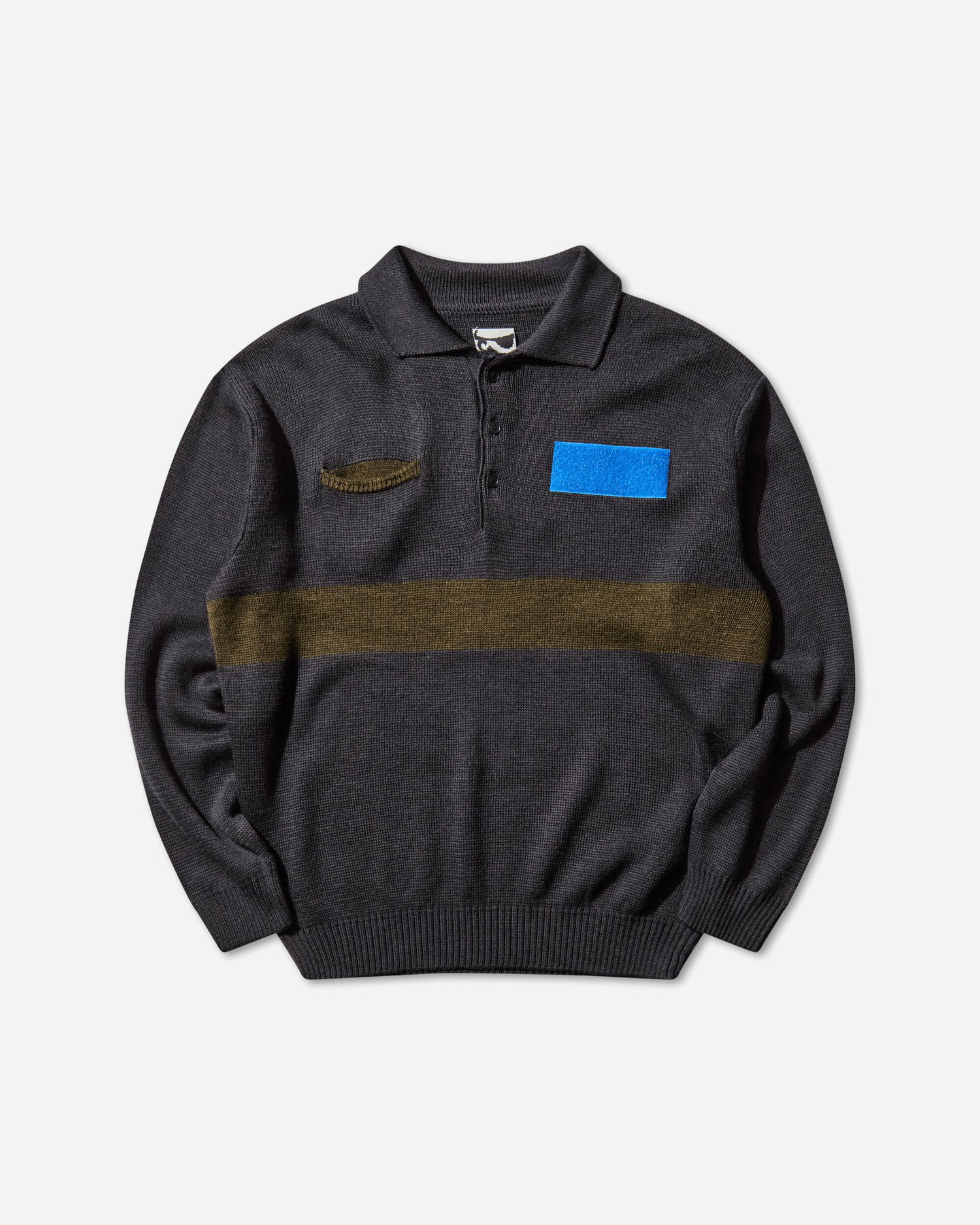 Polo skjorte GR10K Knitted Long-Sleeve Workwear Polo with Stripe and Patches Flerfarvet | CGB41206CV62 62, 0