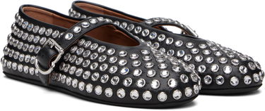 Tøj Alaïa ALAÏA Lambskin Ballerina Flats with Strass Sort | AA3A029CK116, 3