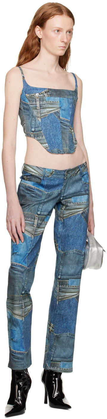 Jeans Miaou Miaou Atlas Patchwork Printed Trousers Blå | 1023SCDEN, 3