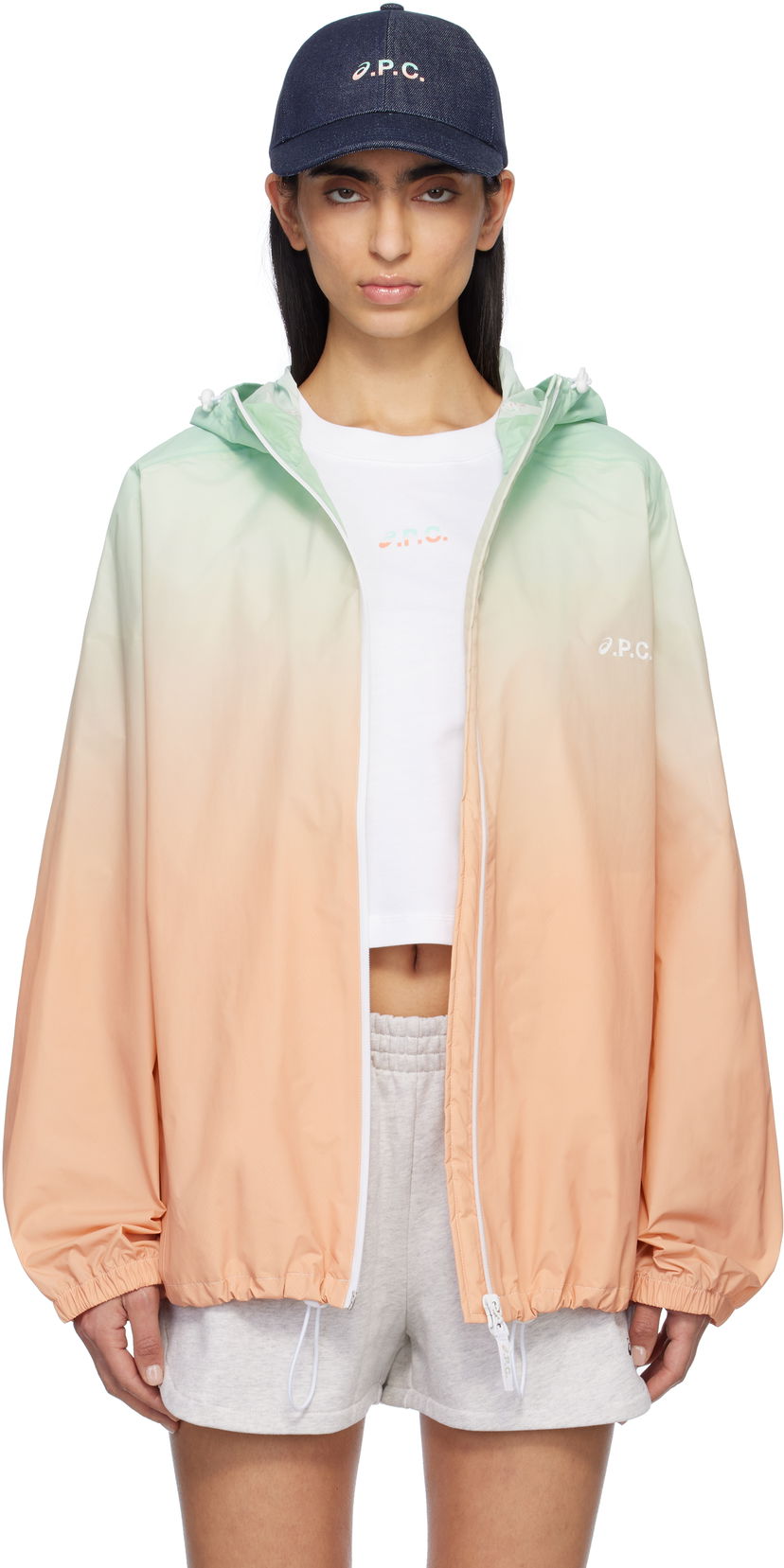 Vindjakke A.P.C. A.P.C. ASICS Edition Meadow Gradient Hooded Jacket Orange | PSAKO-M32001