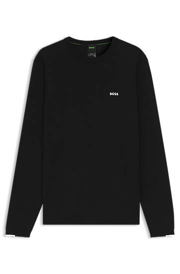 Sweater BOSS Cotton long-sleeved sweater with contrast details Sort | 50541940, 0