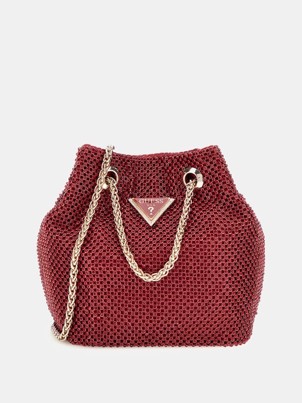 Håndtaske GUESS Rhinestone Mini Bucket Bag Rød | HWRP9350750