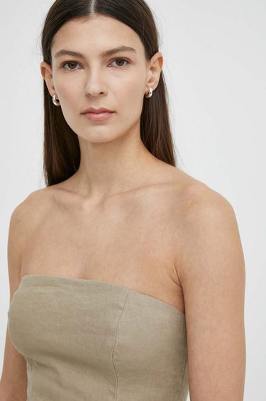Tanktop Samsoe Samsoe Samsoe Samsoe SAELYNN Linen Bandeau Top Beige | F24100098, 4