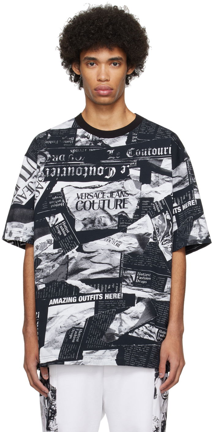 T-shirt Versace Jeans Couture Magazine T-Shirt Sort | E76GAH6L0_EJS275