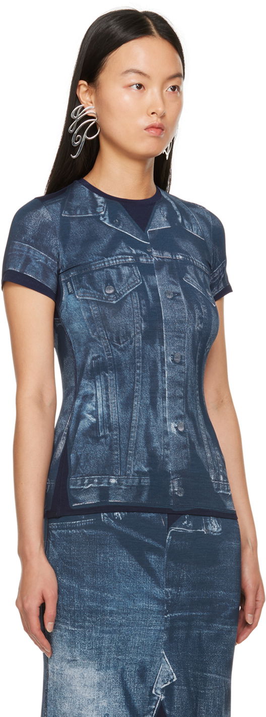 T-shirt Jean Paul Gaultier Gaultier Trompe L'œil Printed T-Shirt Blå | 23/15-U-TS063-J530-5950, 1