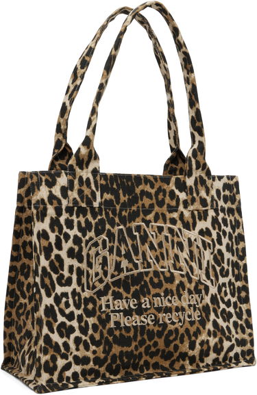 Mulepose GANNI Leopard Canvas Tote Bag Beige | A5807, 1