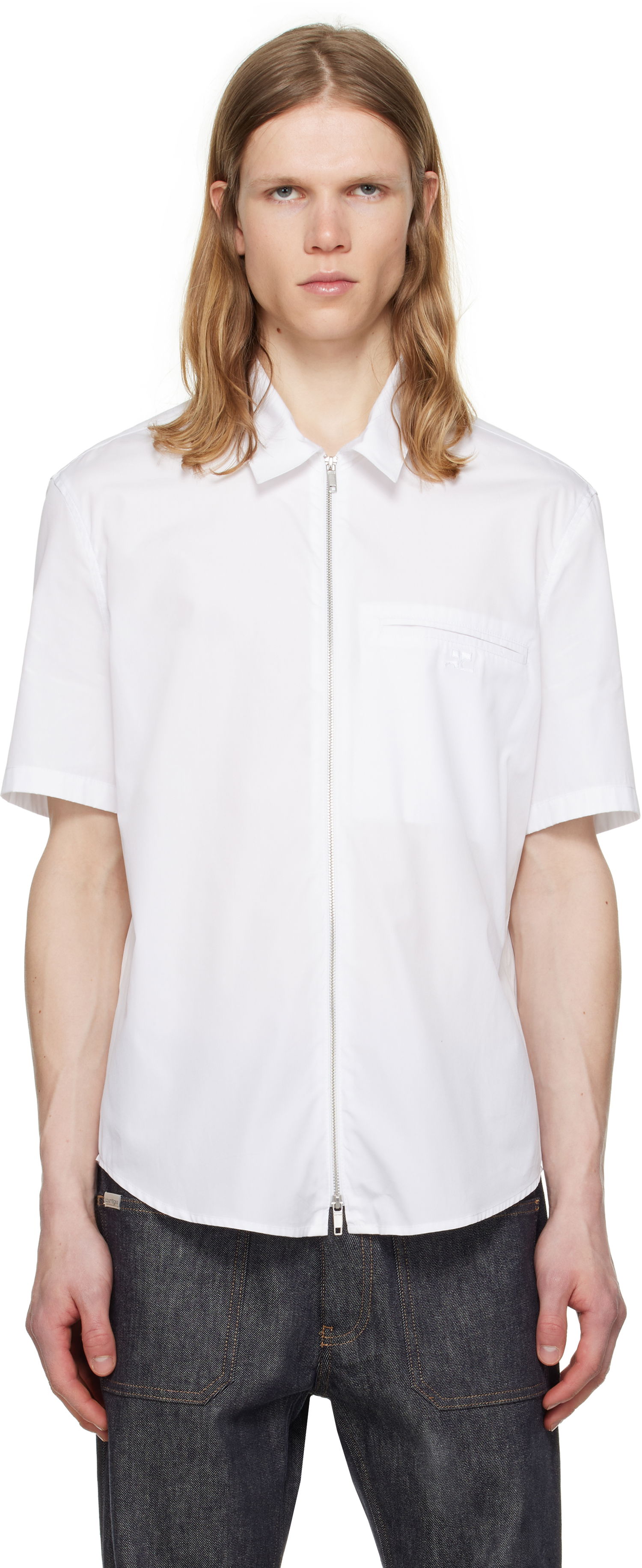 Skjorte Courrèges Courrèges Zipped Poplin Shirt Hvid | 125CCH054CO0080, 0
