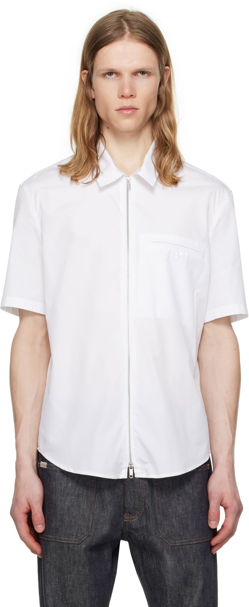Skjorte Courrèges Courrèges Zipped Poplin Shirt Hvid | 125CCH054CO0080