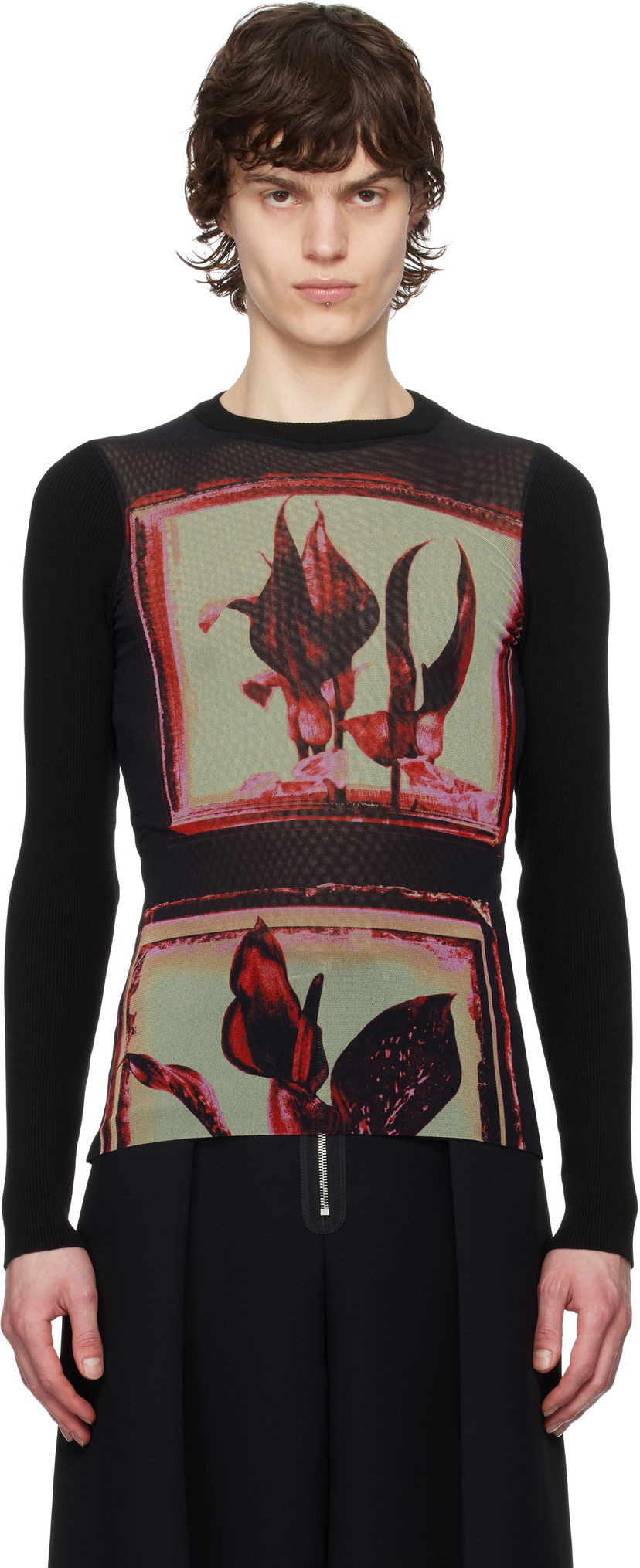 Sweater Jean Paul Gaultier Jean Paul Gaultier Flowers Cadres Long Sleeve T-Shirt Sort | 25/33-F-TO259-T579-002142
