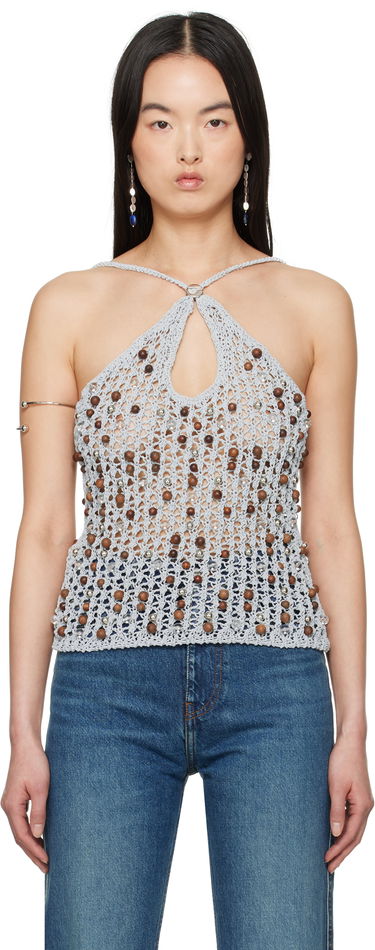Tanktop Coperni Coperni Beaded Knitted Tank Top Grå | COPML132Y3013, 0