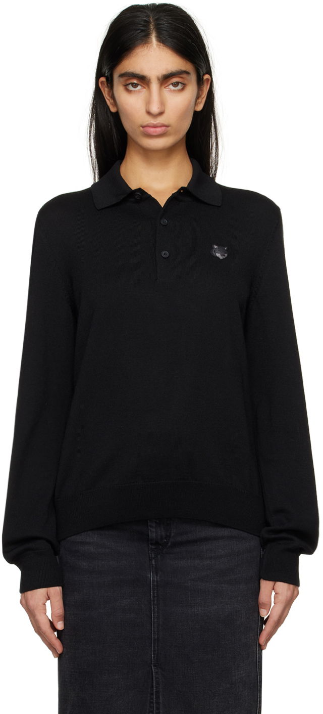 Polo skjorte MAISON KITSUNÉ Bold Fox Polo Sort | MM00211KT1036
