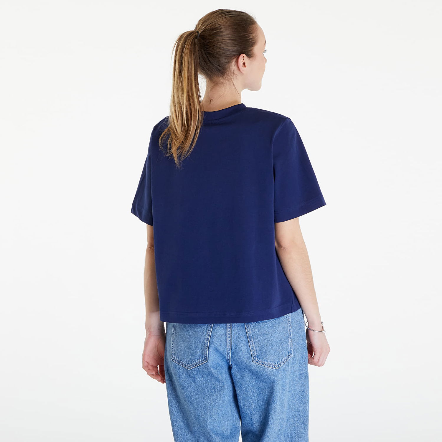 T-shirt Queens Essential T-Shirt With Tonal Print Blue Mørkeblå | QNS_003, 1