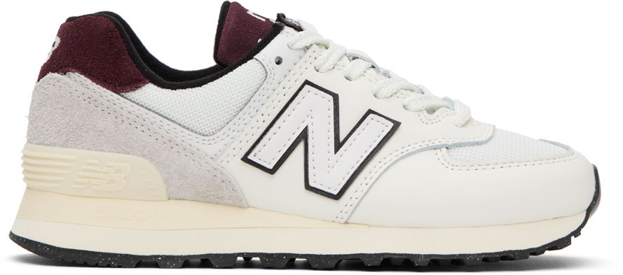 Sneakers og sko New Balance White & Burgundy 574 Hvid | U574YR2, 0