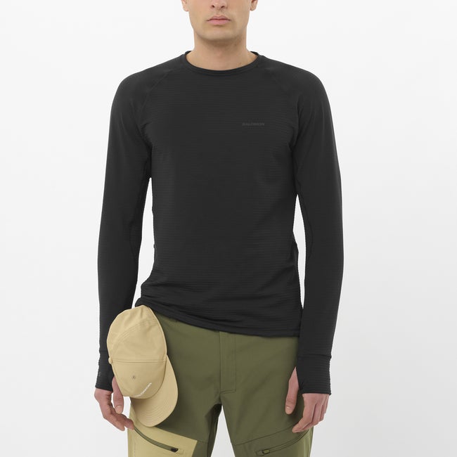 T-shirt Salomon Essential Lightwarm Long-Sleeve Shirt Sort | LC2603800, 0
