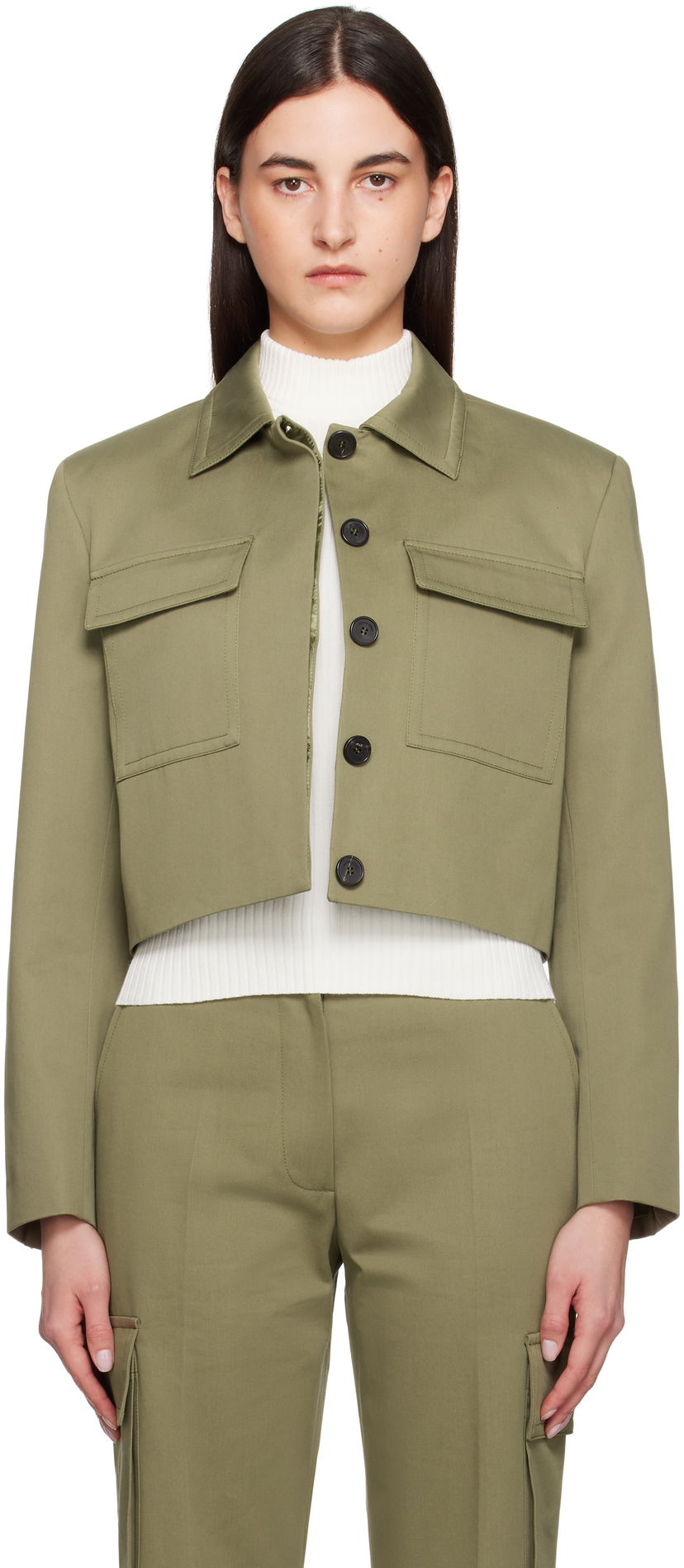 Jakke Anine Bing Anine Bing Dayton Cropped Military Jacket Grøn | A-01-11150-AYG3