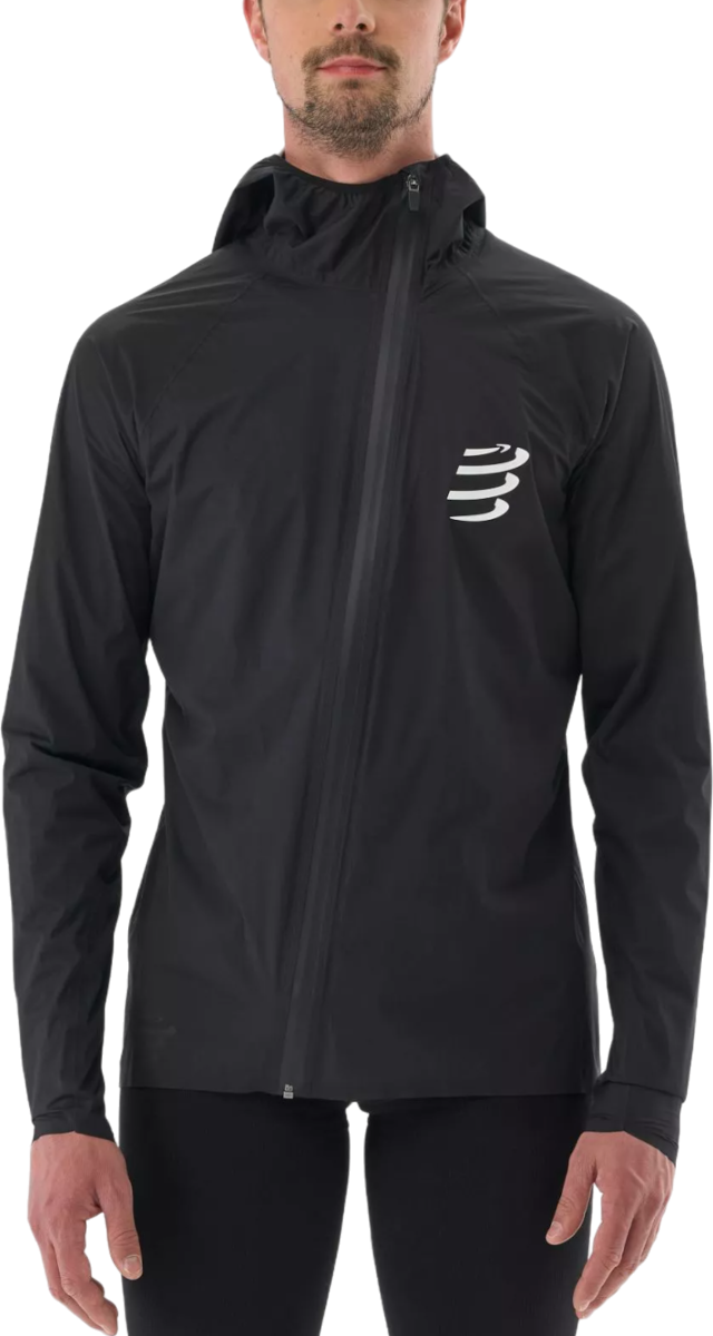 Vindjakke Compressport Hurricane Waterproof 10/10 Hooded Jacket Sort | am00009b-990, 0